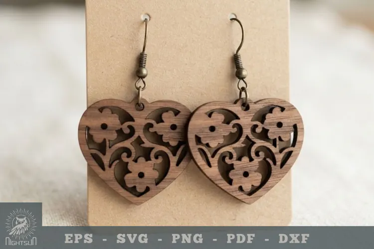 Floral Heart Lasercut Earrings 2