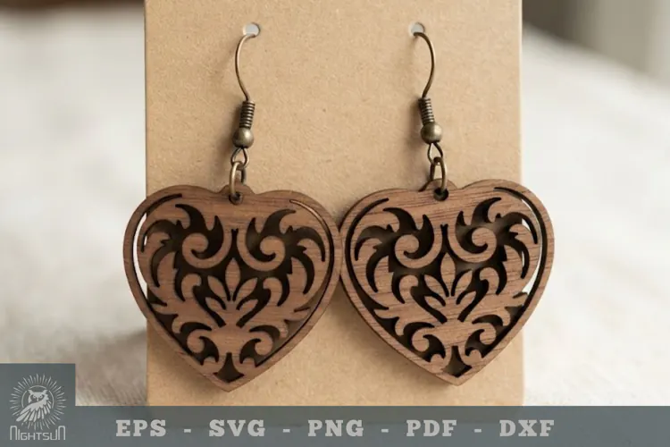 Floral Heart Lasercut Earrings 3