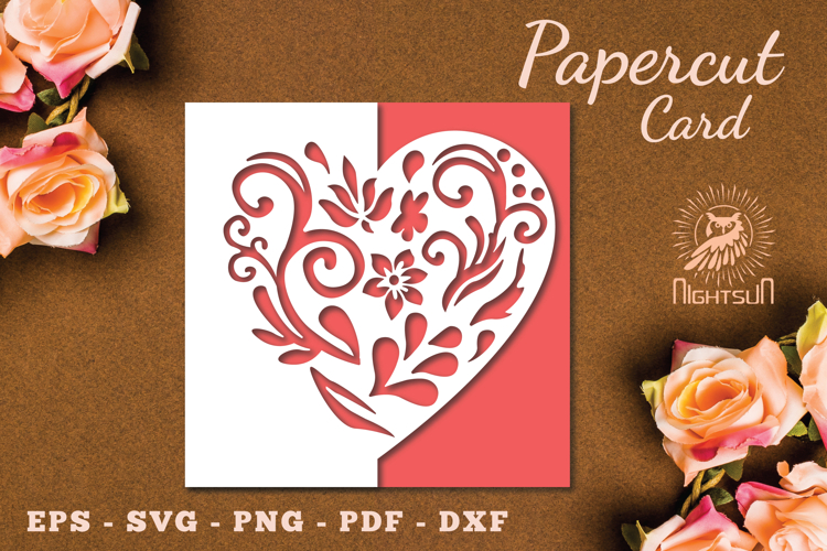 Floral Heart Papercut Card SVG