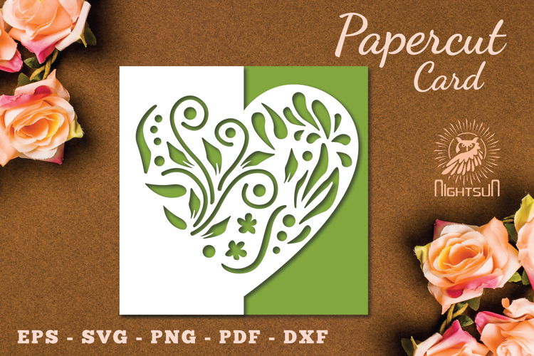 Floral Heart Papercut Card SVG