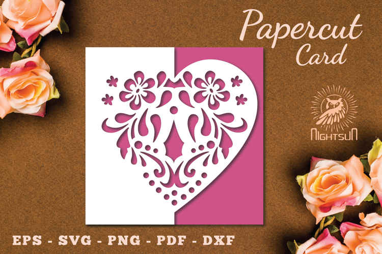 Floral Heart Papercut Card SVG