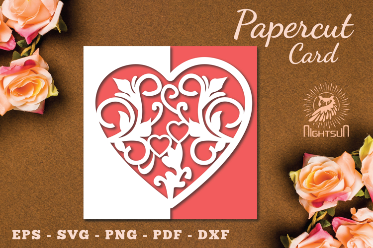 Floral Heart Papercut Card SVG