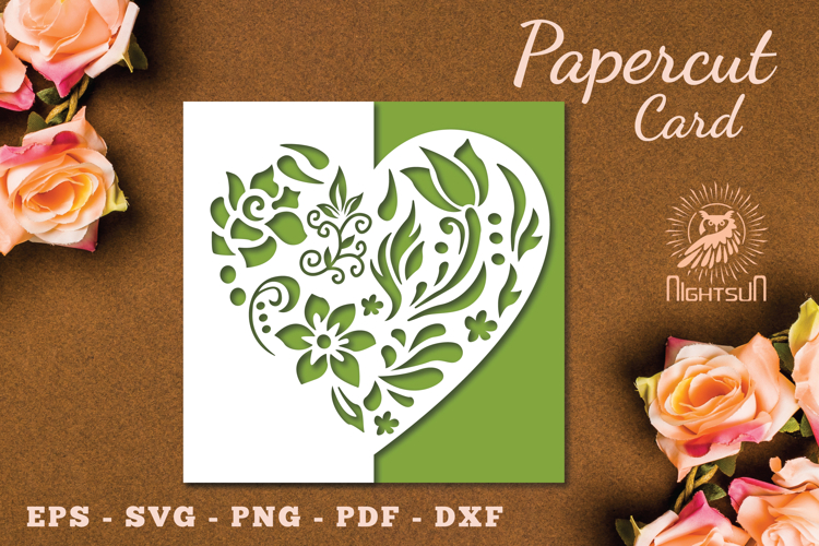 Floral Heart Papercut Card SVG