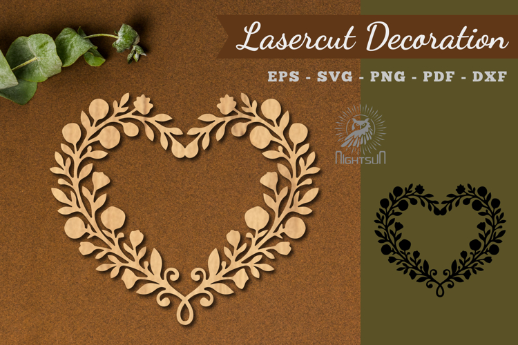 Floral Heart Shape Lasercut Decoration SVG