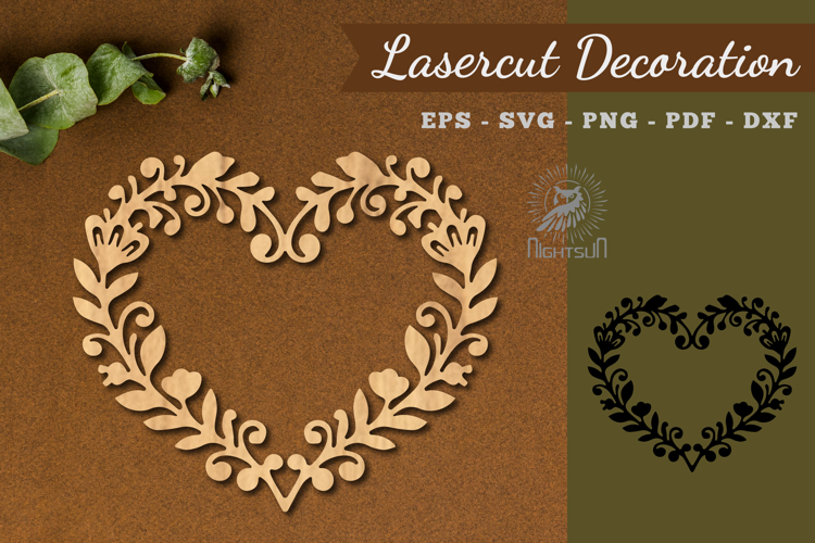 Floral Heart Shape Lasercut Decoration SVG