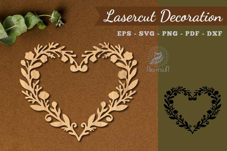 Floral Heart Shape Lasercut Decoration SVG