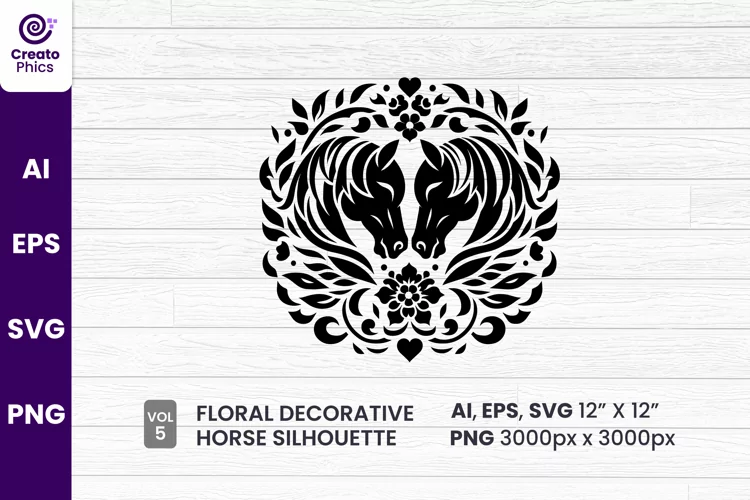 floral horse SVG silhouette decorative sublimation 5
