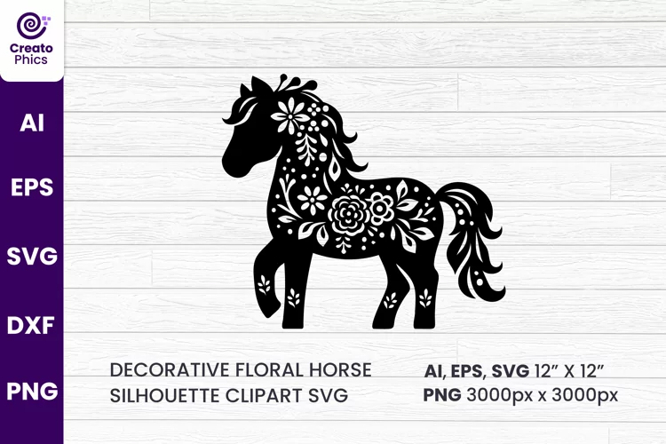 floral horse SVG silhouette decorative sublimation