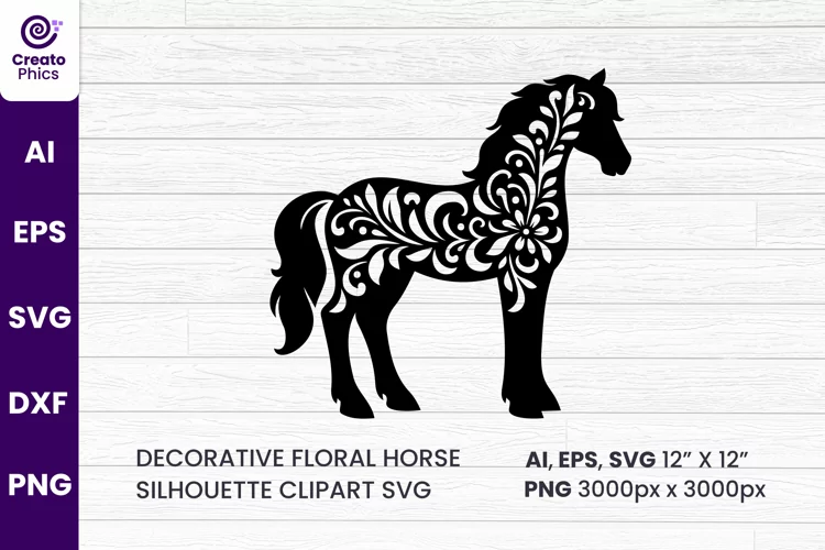 floral horse SVG silhouette decorative sublimation