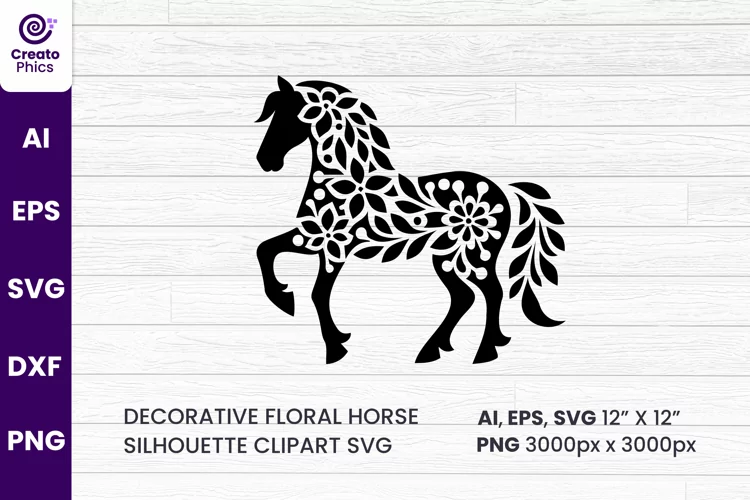 floral horse SVG silhouette decorative sublimation