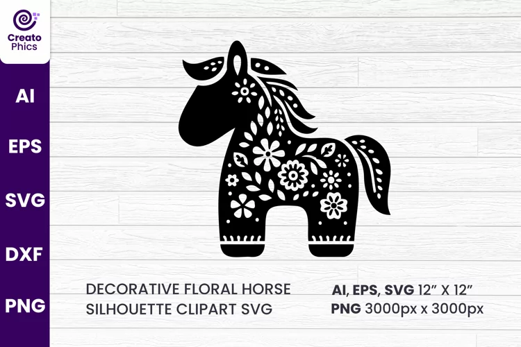 floral horse SVG silhouette decorative sublimation