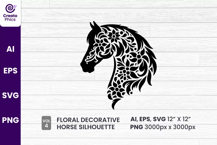 floral horse SVG silhouette decorative sublimation 4