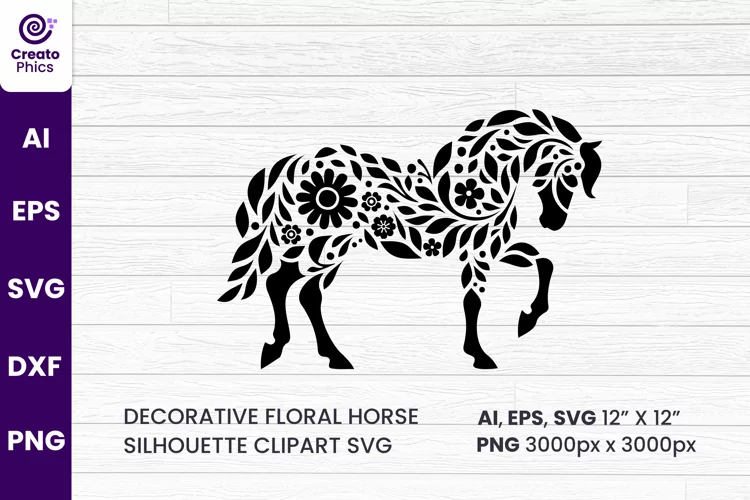 floral horse SVG silhouette decorative sublimation