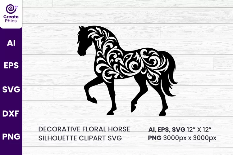floral horse SVG silhouette decorative sublimation