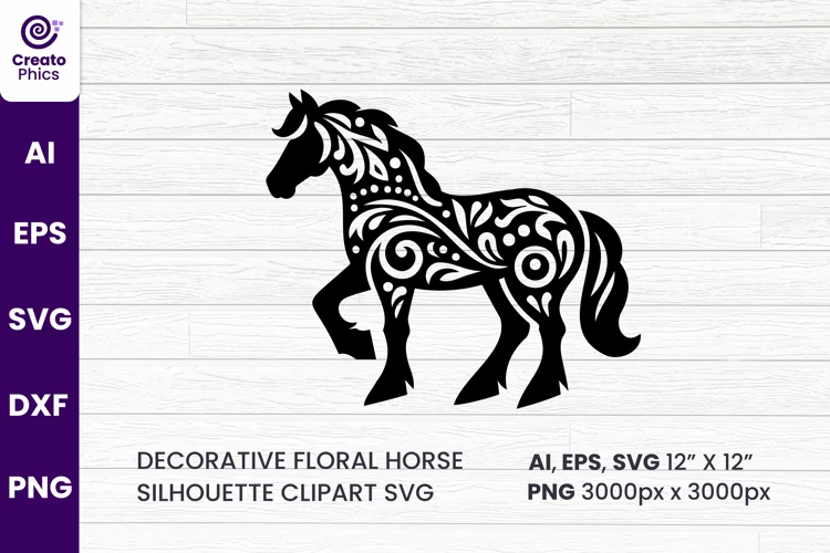 floral horse SVG silhouette decorative sublimation