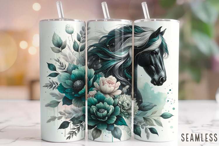 Horse Tumbler Wrap, Floral Tumbler PNG, Western Tumbler Wrap