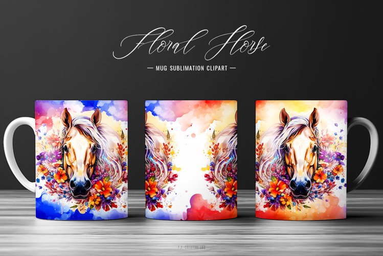 Floral Horse Sublimation Clipart Mug Wrap