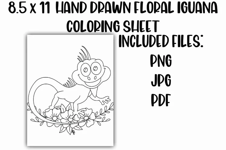 Floral Iguana Coloring Sheet