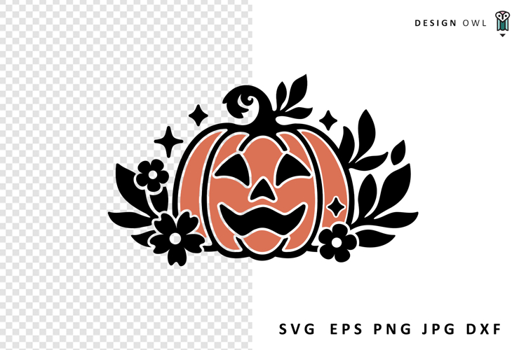 Floral Jack O Lantern - Halloween Pumpkin SVG