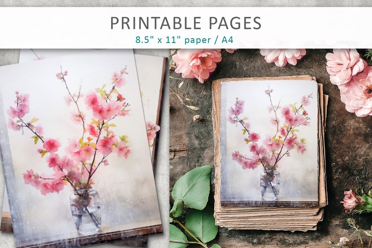 Floral junk journal pages example image 1