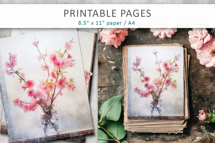 Floral junk journal pages