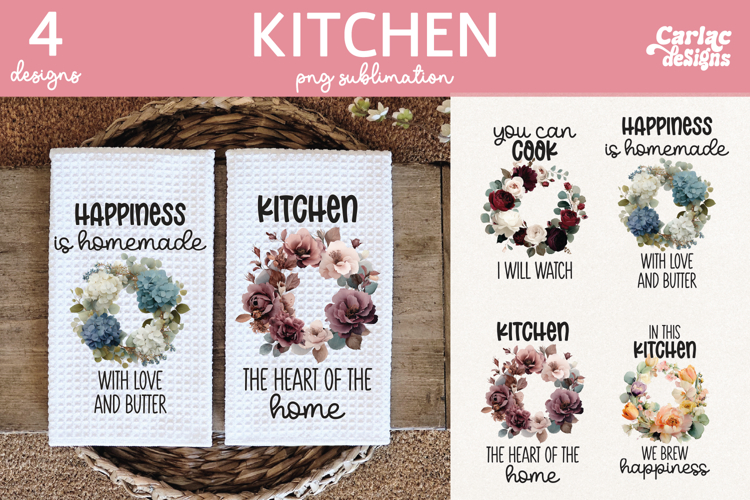 Floral Kitchen Towel Sublimation, Farmhouse Kitchen Towel