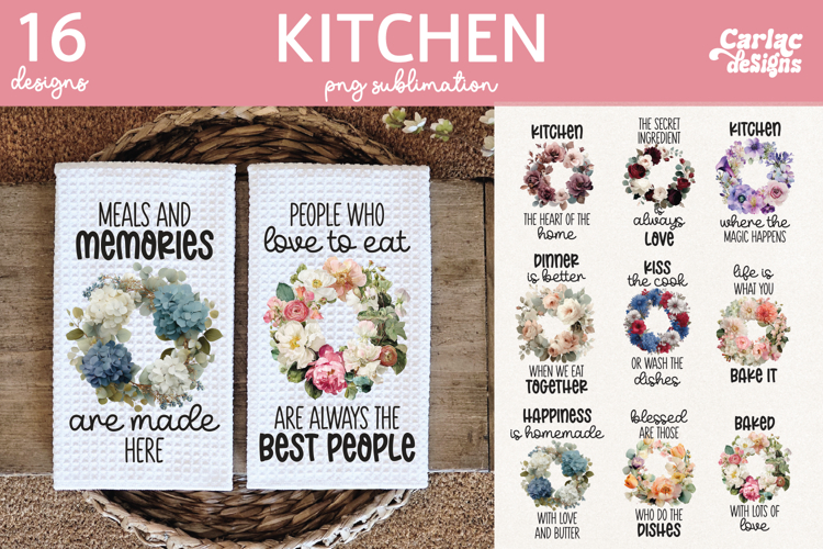 Floral Kitchen Towel Sublimation Bundle