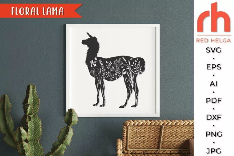 Floral Lama SVG, Flower Animal Cut File, Flower Lama DXFA