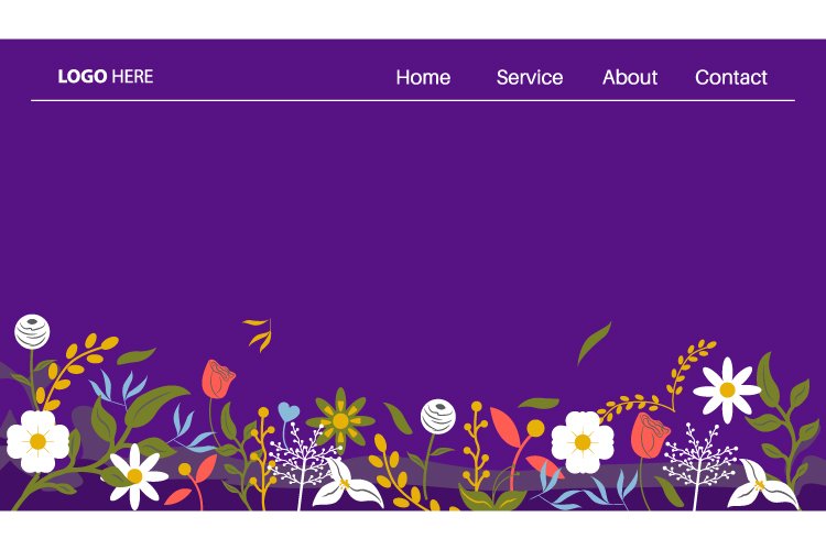 Floral landing page website template design