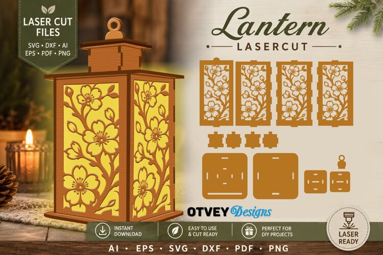 Floral Lantern Lasercut example image 1