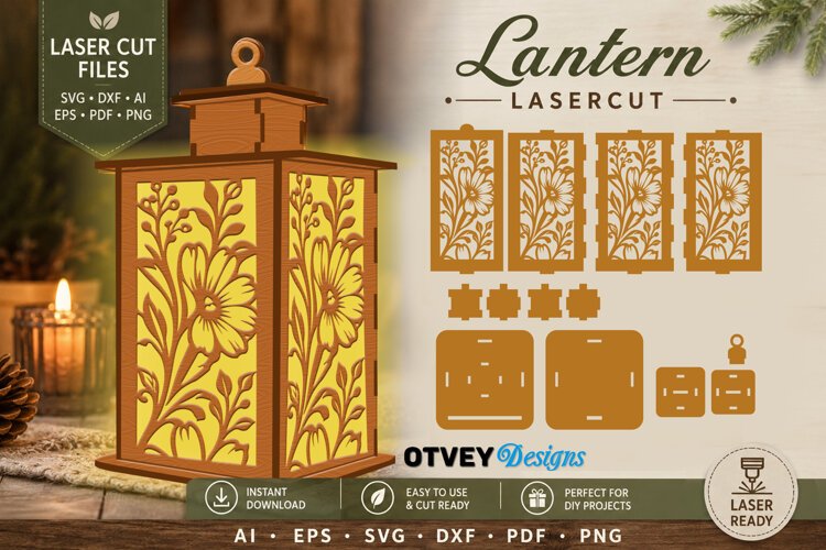Floral Lantern Lasercut example image 1