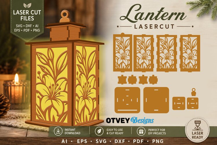 Floral Lantern Lasercut example image 1
