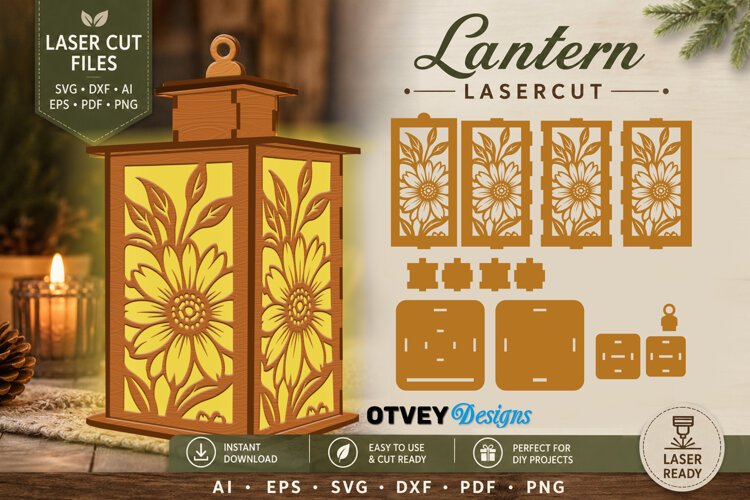 Floral Lantern Lasercut example image 1