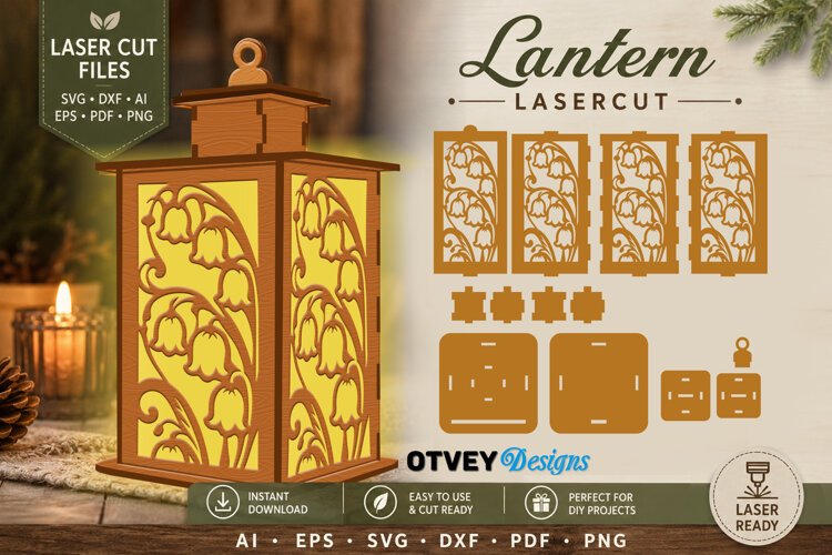 Floral Lantern Lasercut example image 1