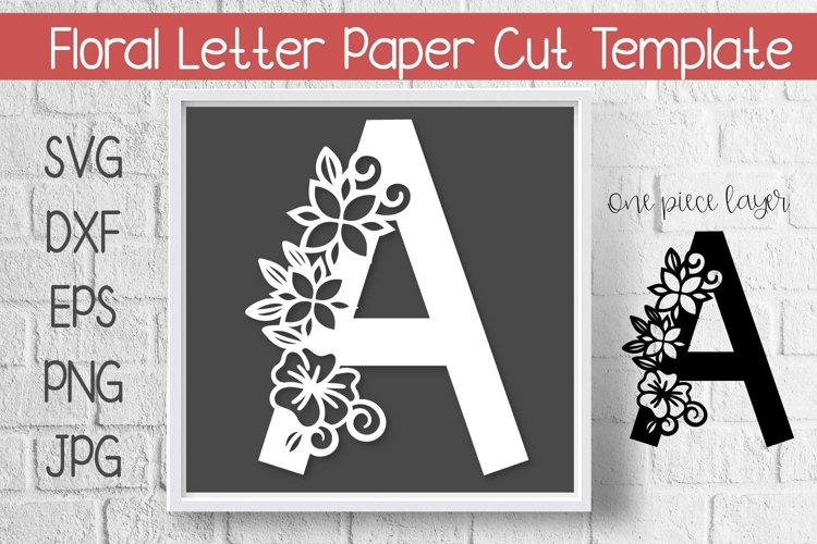 Floral Letter A Paper Cut Template