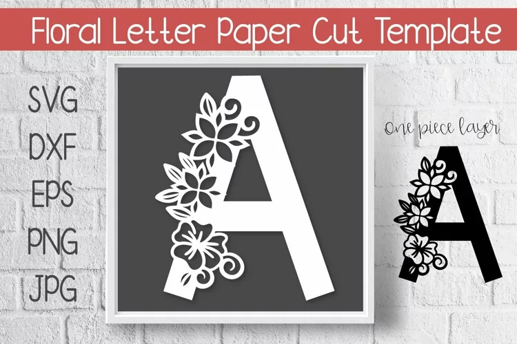 Floral Letter A Paper Cut Template
