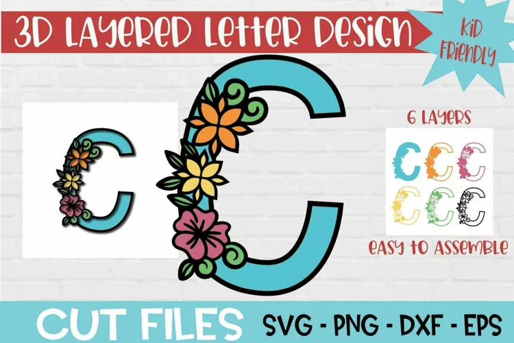 Floral Letter C 3d Layered Paper Craft