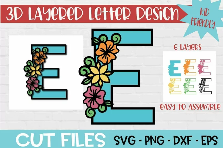 Floral Letter E 3d Layered Paper Craft