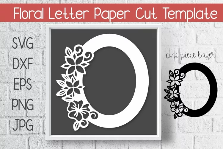 Floral Letter O Paper Cut Template