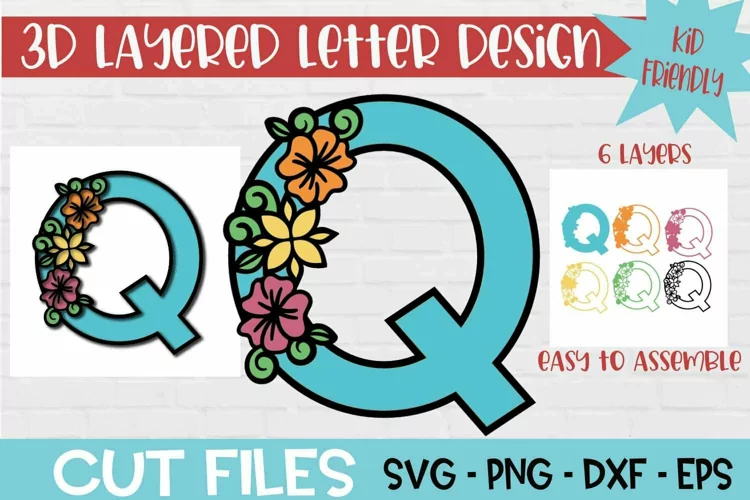 Floral Letter Q 3d Layered Paper Craft