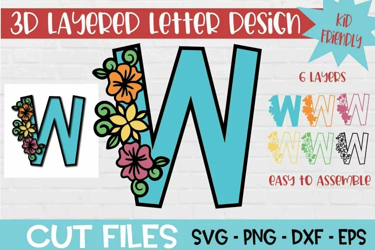Floral Letter W 3d Layered Paper Craft