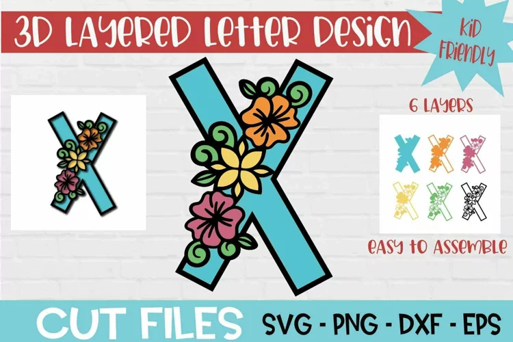 Floral Letter X 3d Layered Paper Craft