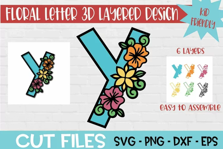 Floral Letter Y 3d Layered Paper Craft