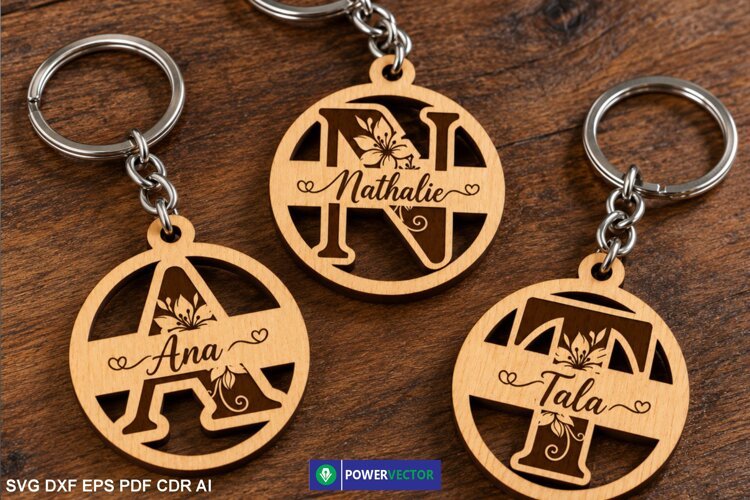 Name Monogram Keychain Charms example image 1