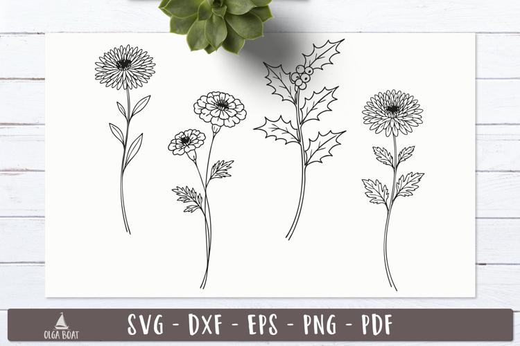 Floral Line art Drawing SVG Garden design