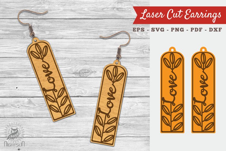 Floral Love Laser Cut Earrings SVG 5 example image 1