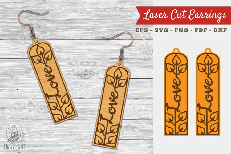 Floral Love Laser Cut Earrings SVG 8