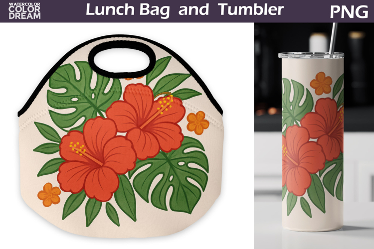 Tropical Flower Lunch Bag | Vintage Floral Tumbler Wrap