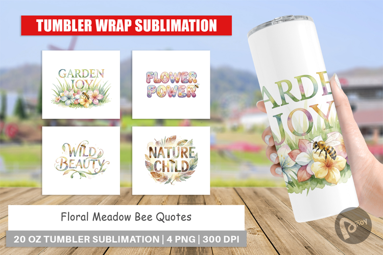 Floral Meadow Bee Quotes Tumbler