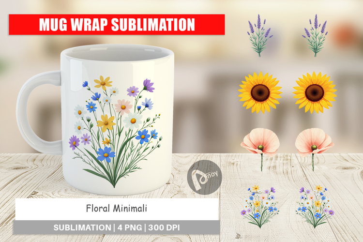Mug Wrap Minimalist Florals
